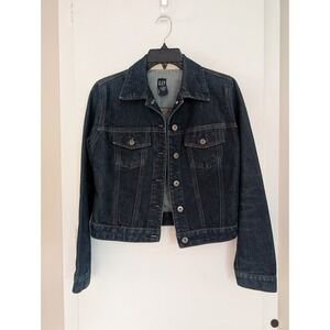 VTG GAP Dark Wash Denim Jean Jacket Womens Small Trucker Classic‎ Button Front